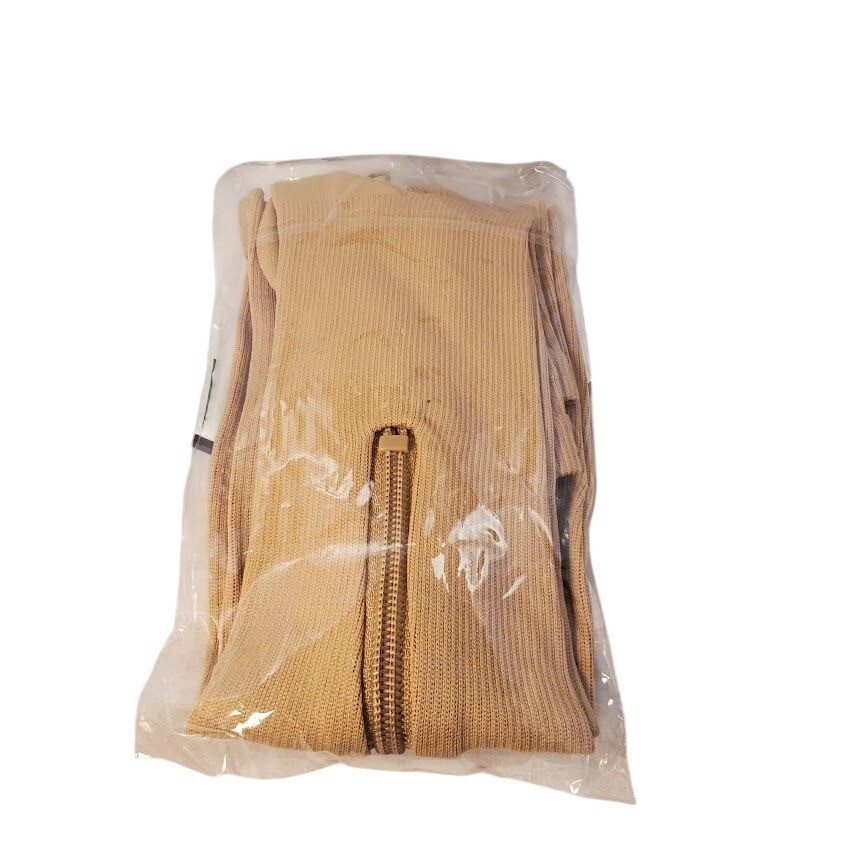 Beige Zip Compression Socks L/XL Knee High Support Pair