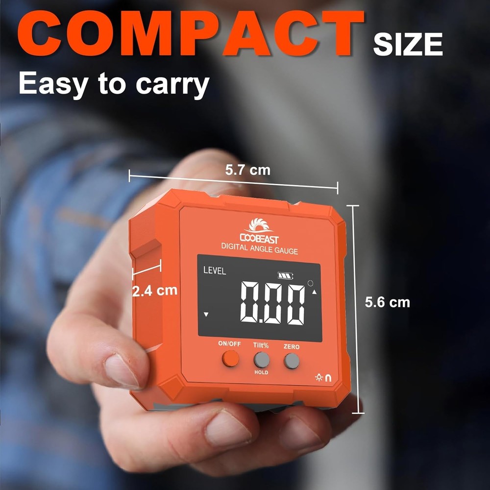 Digital Angle Finder, Level Gauge with Backlight & Orange