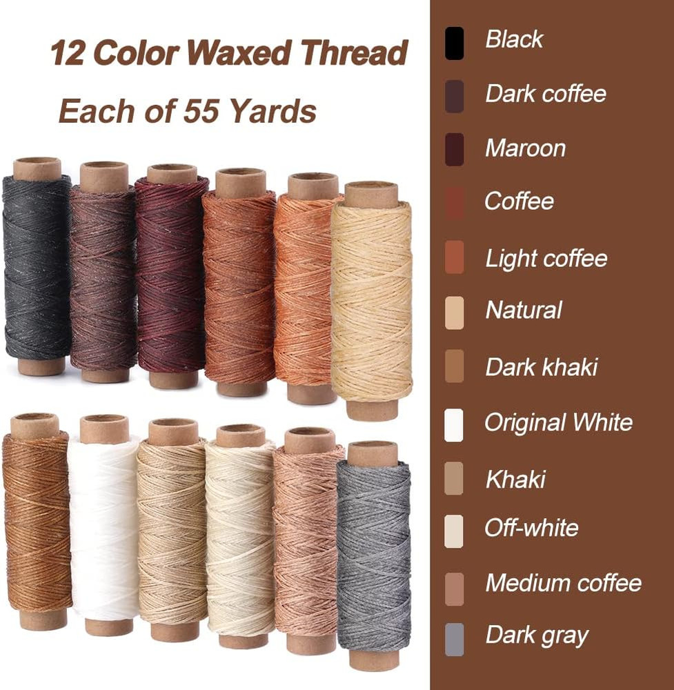 660 Yards Leather Sewing Waxed Thread - 150D 55 Yards per Spool Stitching Thread