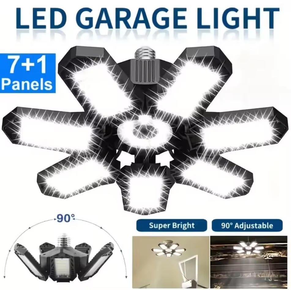 LED Garage Light Bulb Deformable Ceiling Fixture Lights E26/E27 Workshop Lamp US