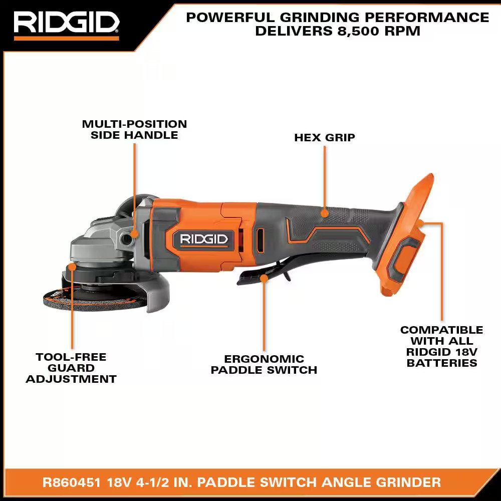 18V Cordless 4-1/2 In. Angle Grinder (Tool Only)