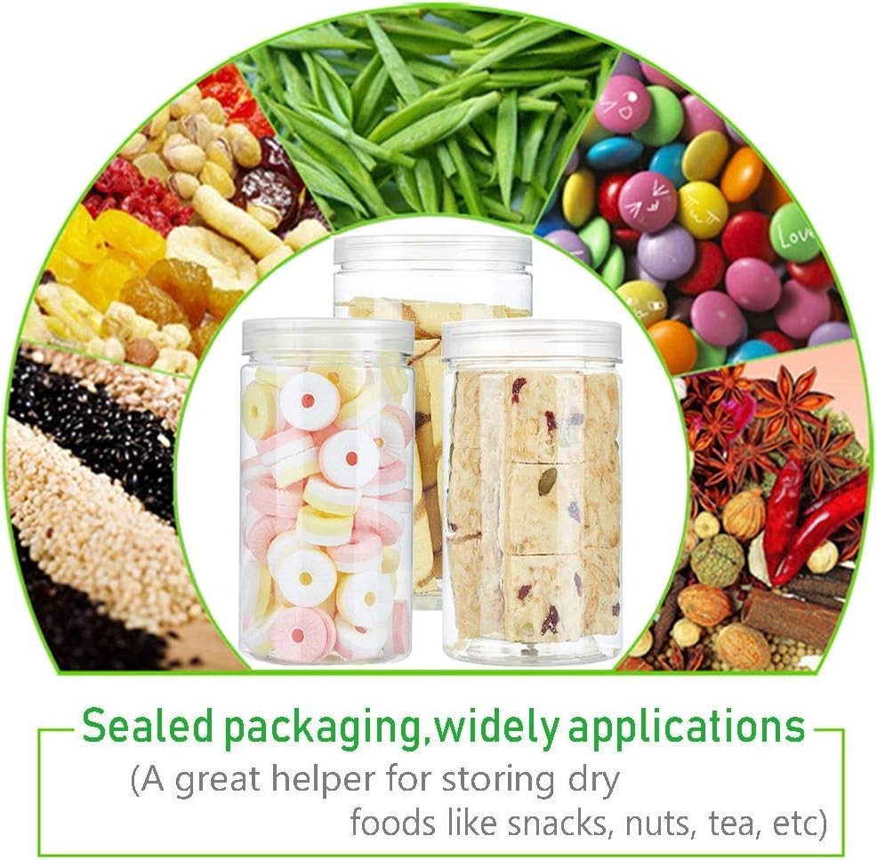 3 PCS 46OZ/1360ml Clear Plastic Round Storage Jars,Empty Plastic Jars