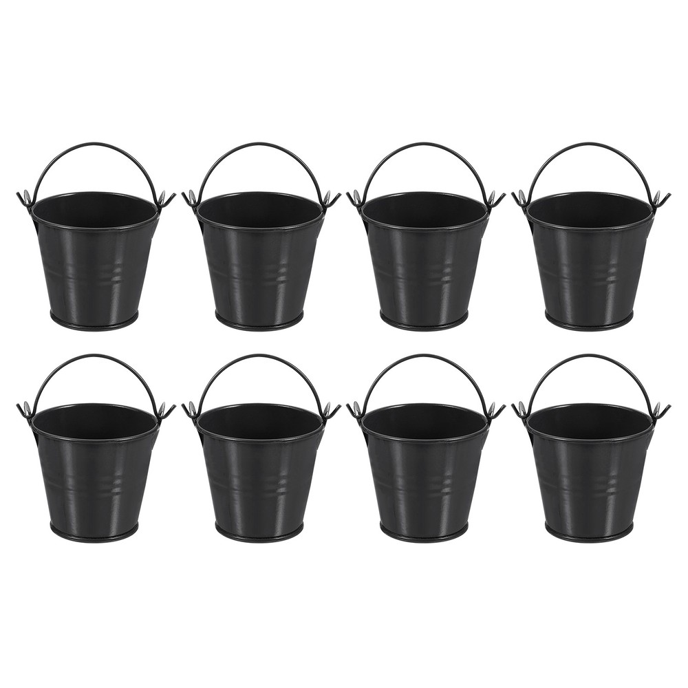8Pcs 2.4"x2" Small Metal Buckets Mini Galvanized Easter Buckets Black