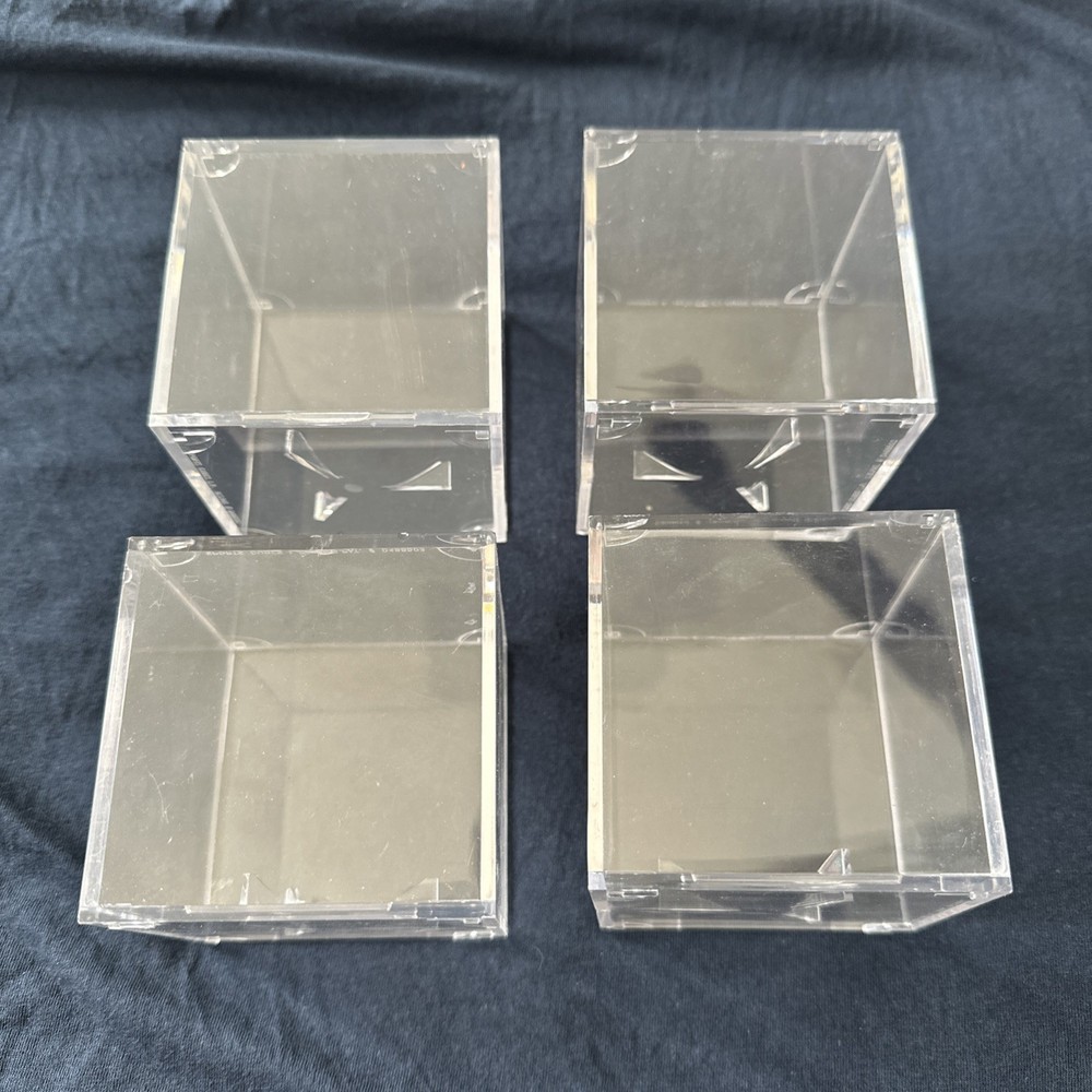 Baseball Display Case (4 Pack), UV Protected Acrylic Square Baseball Holder,