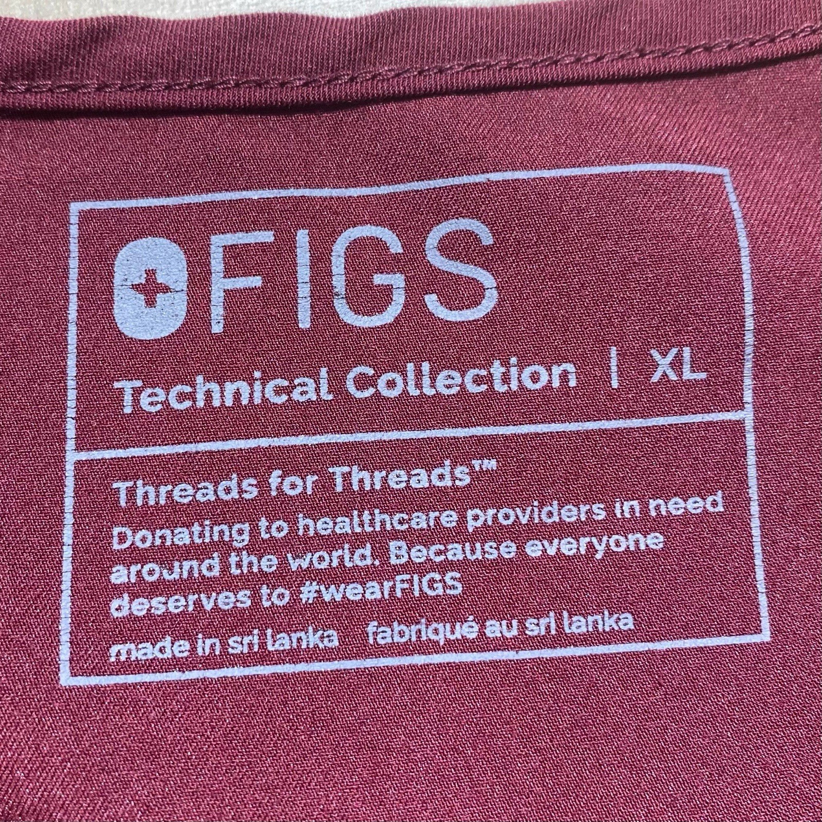 Figs Womens Catarina One Pocket Scrub Top Burgundy Size XL Medical Nurse