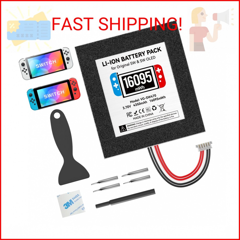Kosker Switch 1 Battery Replacement Kit Compatible with Nintendo Console HAC-001