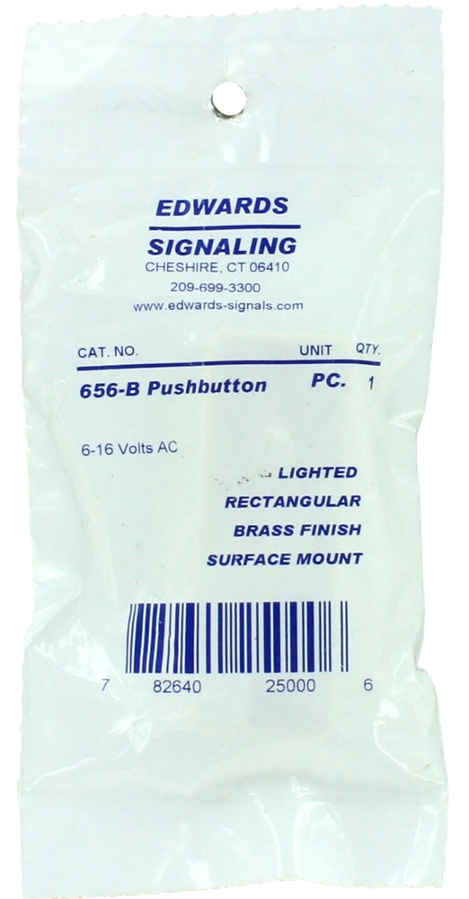 Edwards Signaling 656-B Deluxe Low Voltage Illuminated Pushbutton - Brass Finish