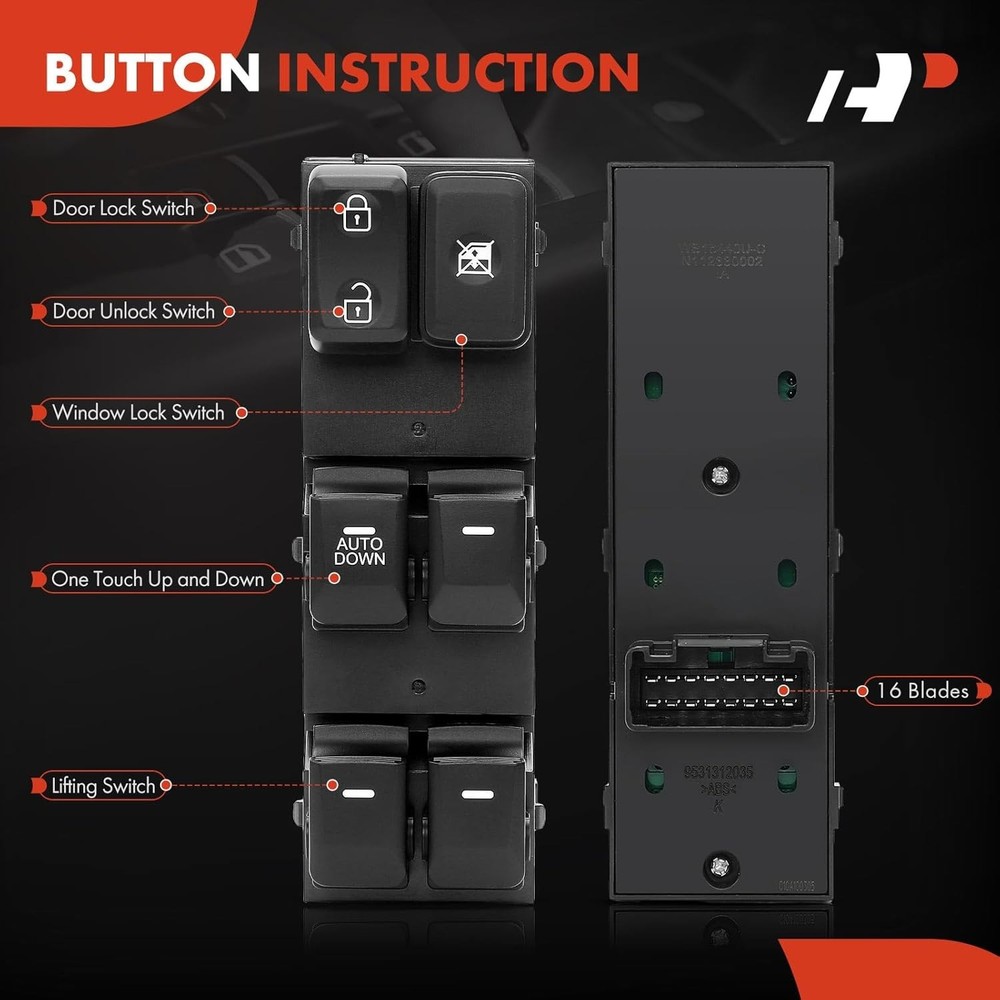 - Front Left Driver Side - Master Power Window Switch - Compatible with Kia