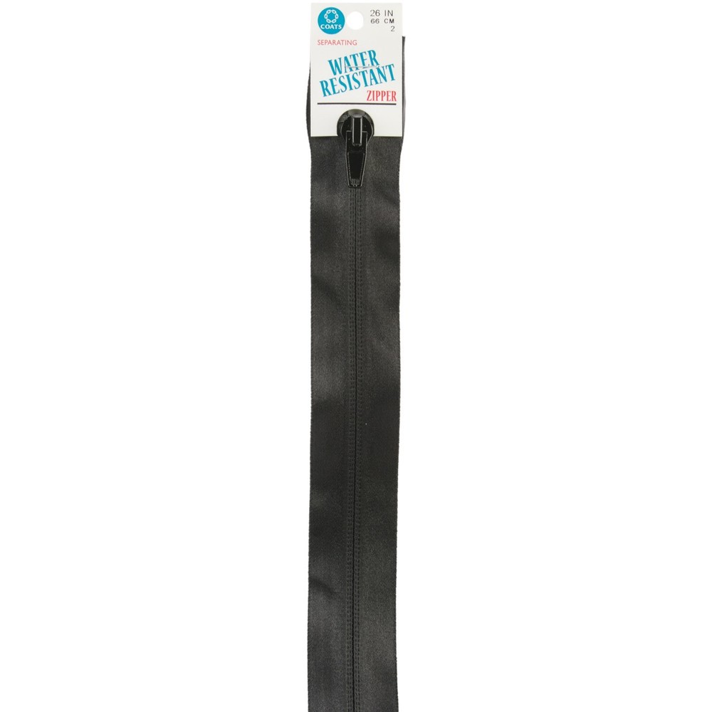 Water-Resistant Separating Zipper 26" Black