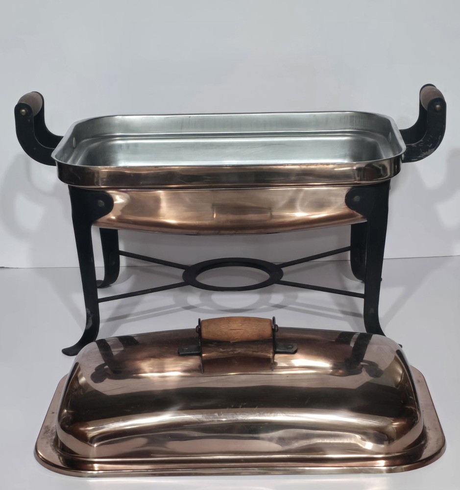 Chafer Dish Copper Tone w/ Serving Pan Handles 8 quart