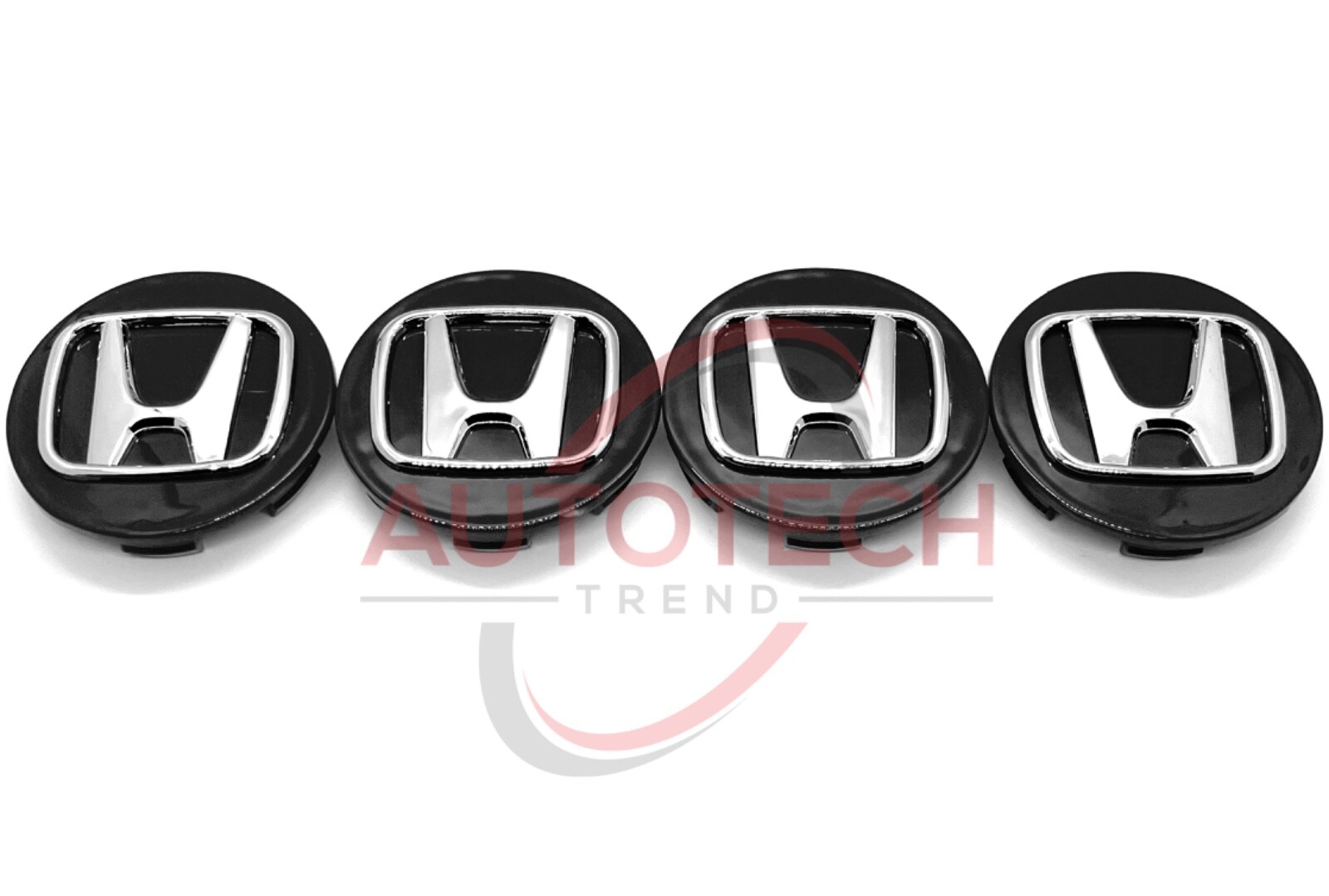 Black HONDA Set Of 4 Wheel Center Caps 69MM