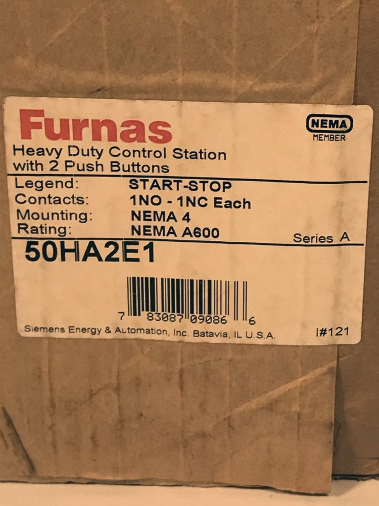 Furnas 50HA2E1 2 Button HD Start Stop Push Button Control Station NOS NIB
