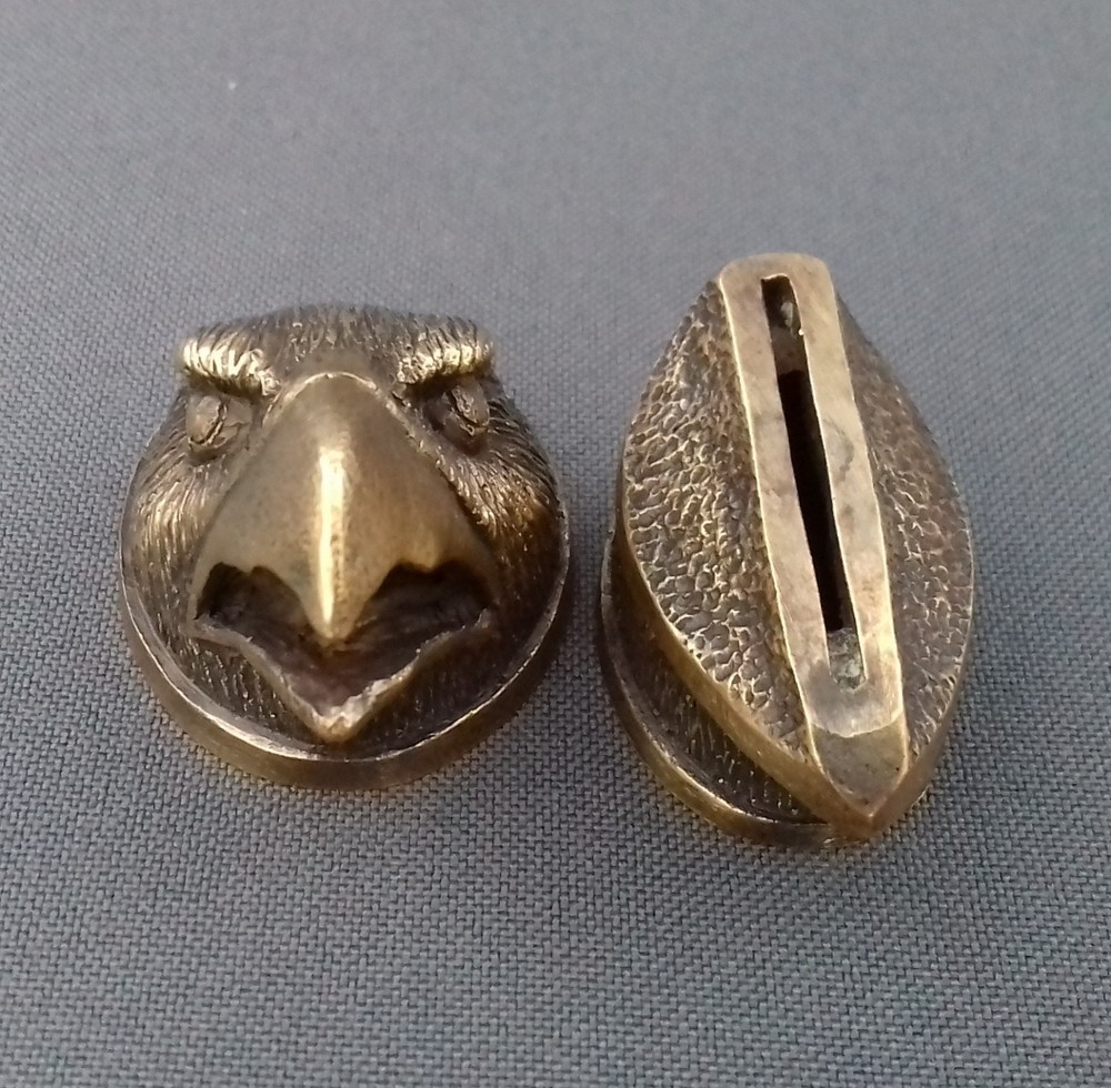 SET EAGLE SOLID BRONZE FINGER GUARD BOLSTER & POMMEL CUSTOM KNIFE MAKING