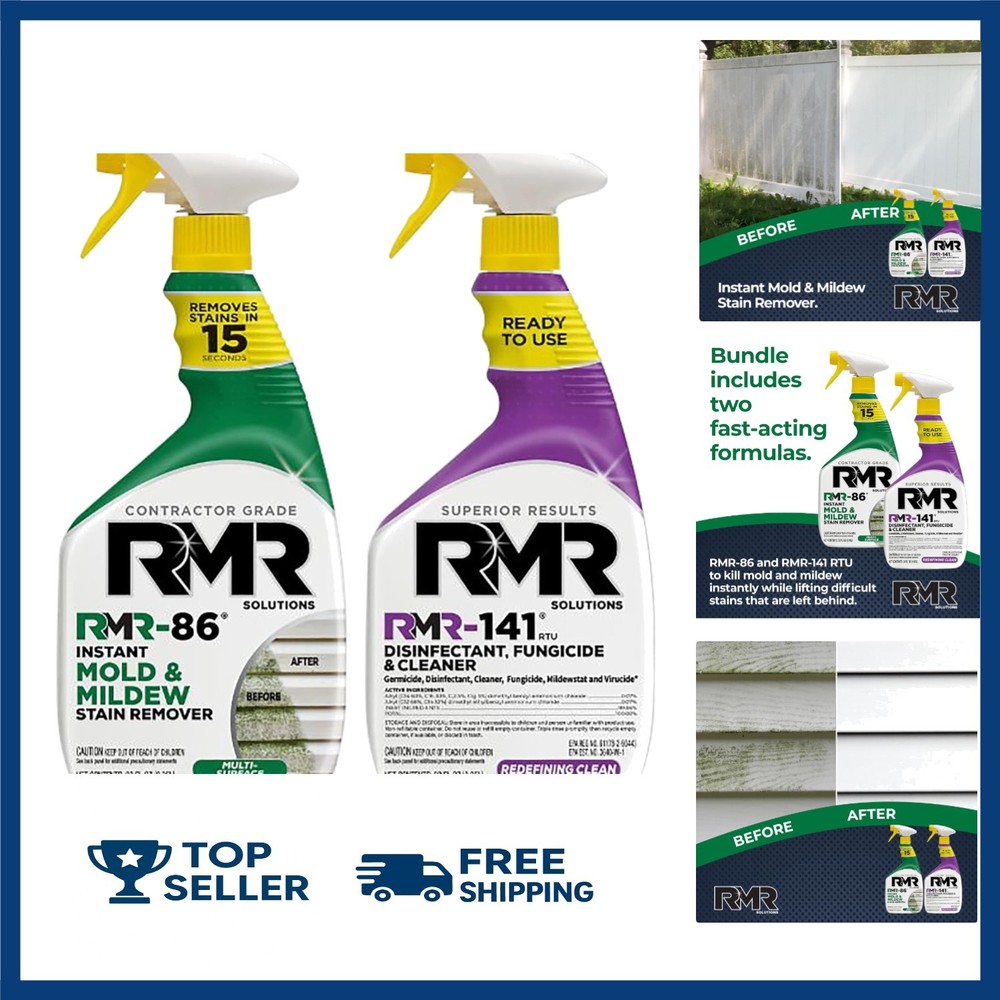 RMR Brands DIY Mold & Stain Remover Bundle, Complete Mold Killer & Mildew Pre...