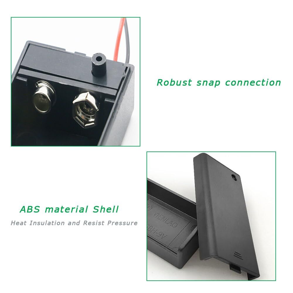 7 Pack 9V Battery Holder Case with ON/Off Switch for Students Experiments