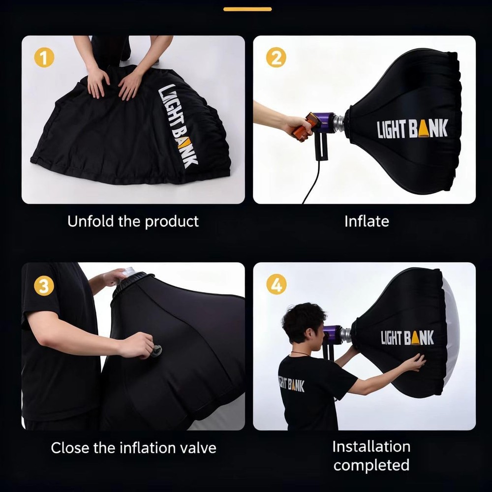 FlyNoodle Air Dome Pro 90 Inflatable Softbox Bowens Mount for Led Flash Light