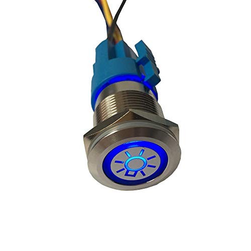 12V Car Vehicle Blue LED Light Push Button Metal Toggle Switch Headlight