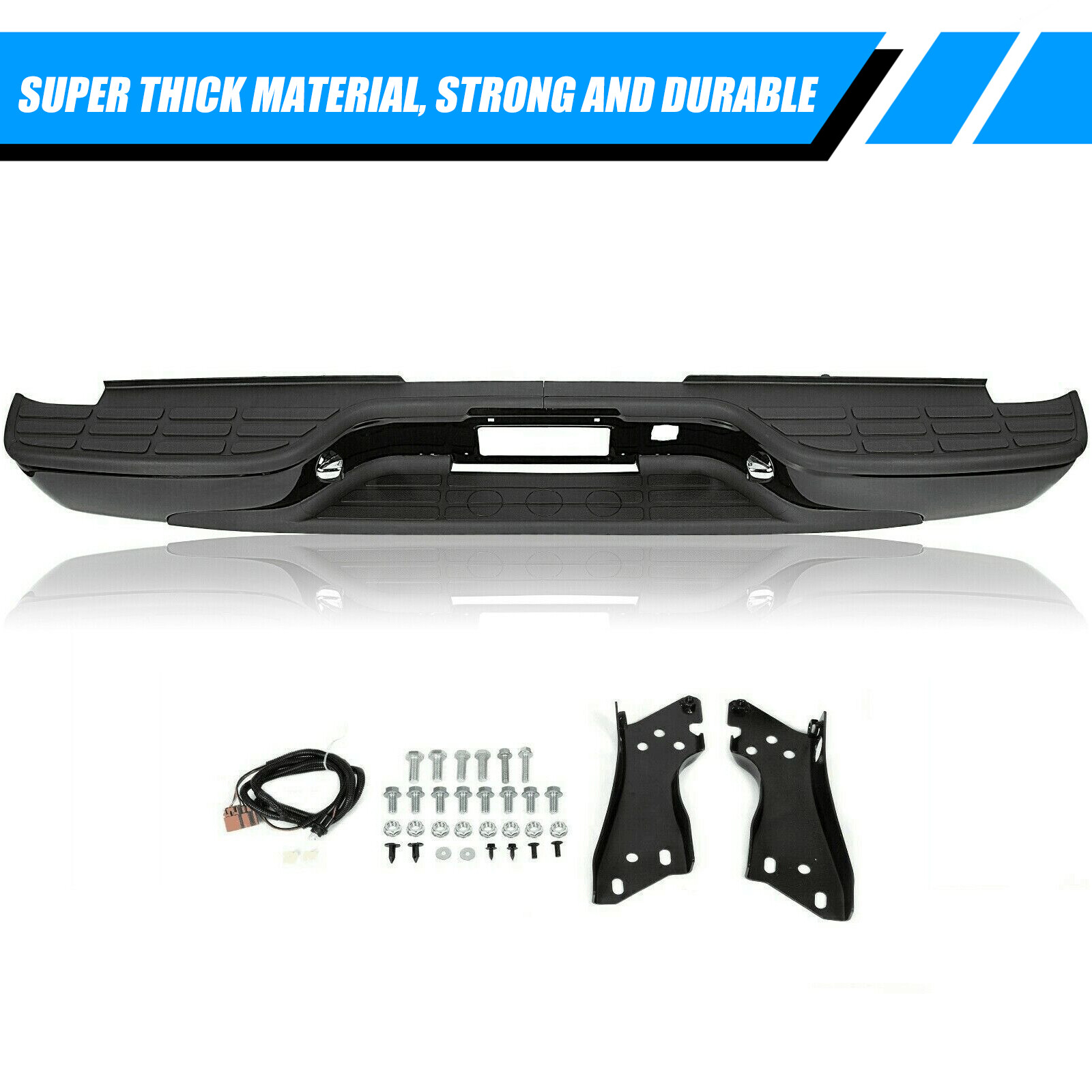 Black Rear Step Bumper Face Bar For Chevy Silverado GMC Sierra 1500 2500 99-07