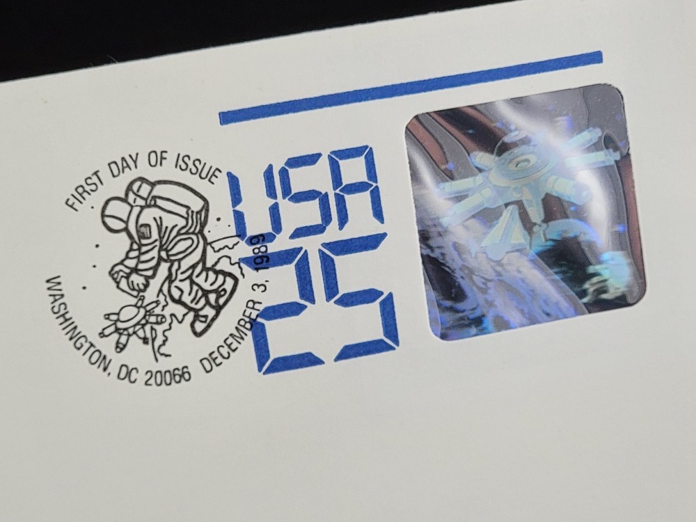 USPS 1989 Space Shuttle Stamp First Issue Hologram Envelope Dec 3