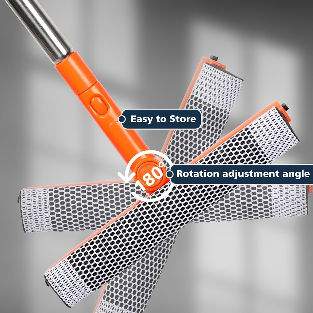 Professional Window Squeegee,2 in 1 Squeegee Window Cleaner with Long Stainle...
