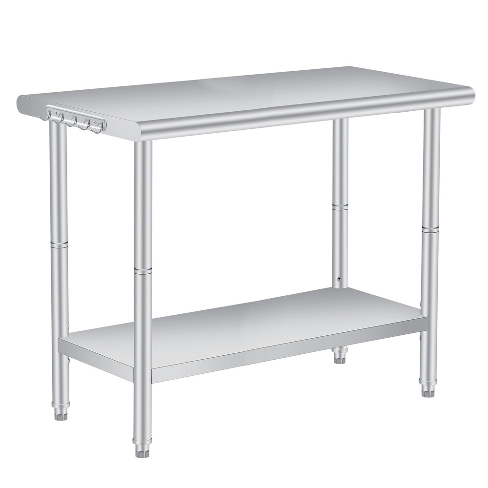 48" Stainless Steel Table – Prep Island, Workshop, Garage, Foldable & Easy Clean