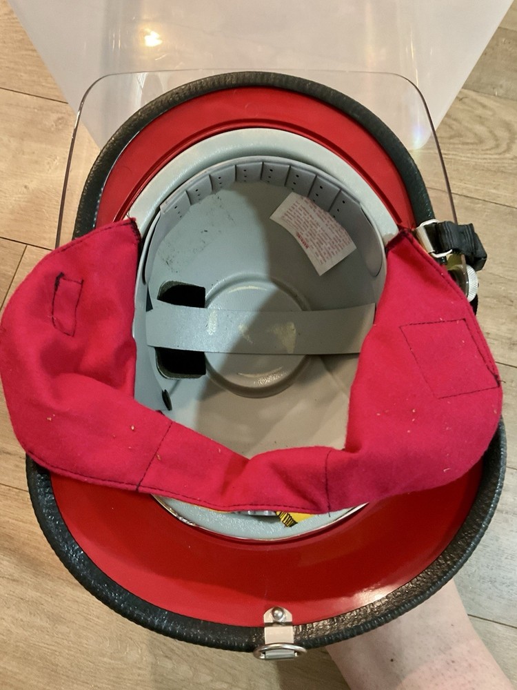 Vintage Red Bell Fire Helmet Adjustable Size