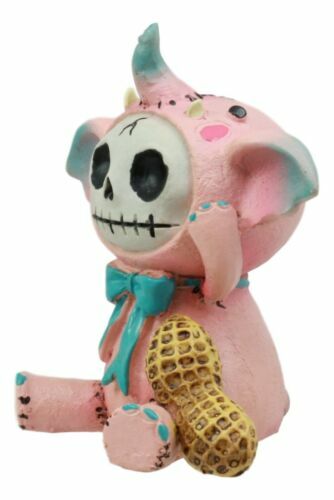 Ebros Gift Pink Elefun Elephant Furrybones Statue Display Mini Skeleton