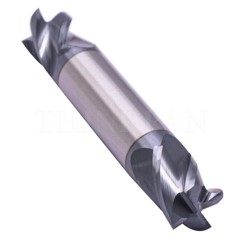 5Pcs 4 Flute Solid Carbide 1/2"x5/8"x3" End Mills - Double End - AlTiN Coated