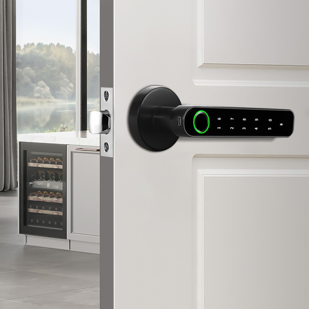 Electronic Handle Door Lock Fingerprint Biometric Smart Digital Keypad Code Lock