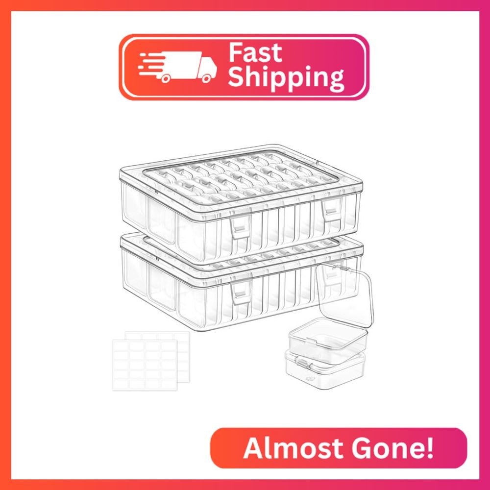 Bead Organizer Box, 60 Pcs Small Clear Plastic Bead Storage Cases, Mini Rectangl