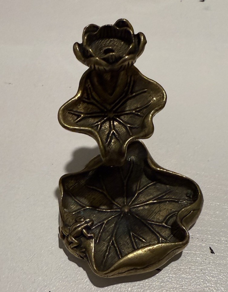 Antique Brass Lotus Leaf Backflow Incense Burner Decorations Solid Beautiful