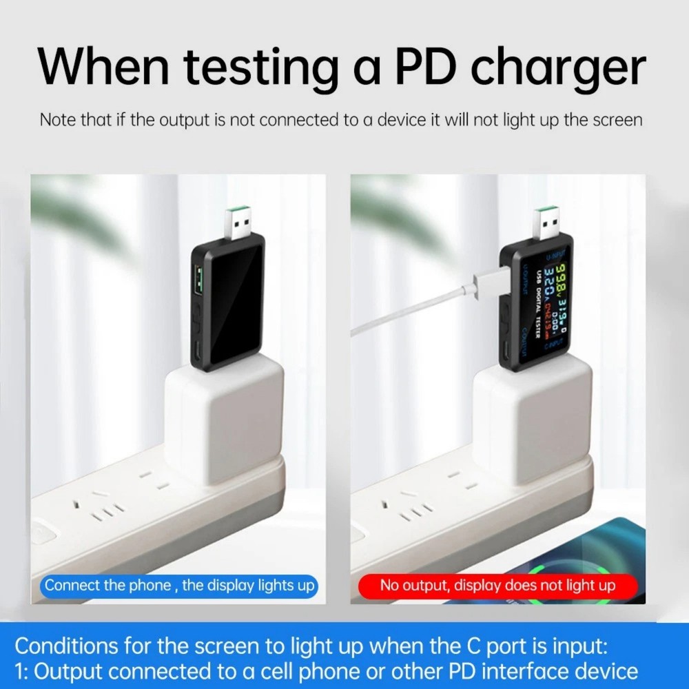 Portable USB Type C Voltmeter Current Meter with 5A Interface for Device Testing