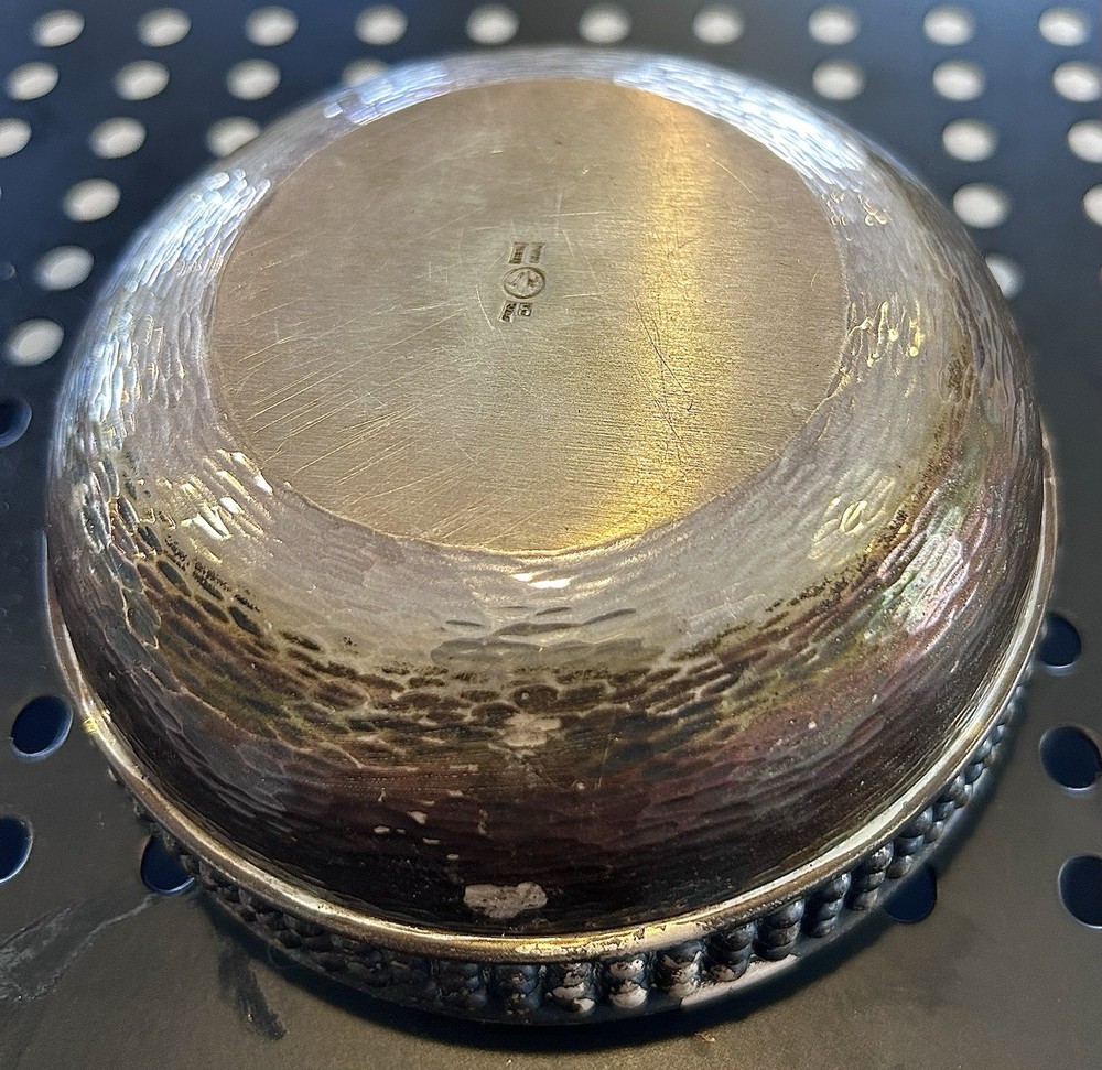 German Hammered Silvered Copper Bowl Circa 1900
