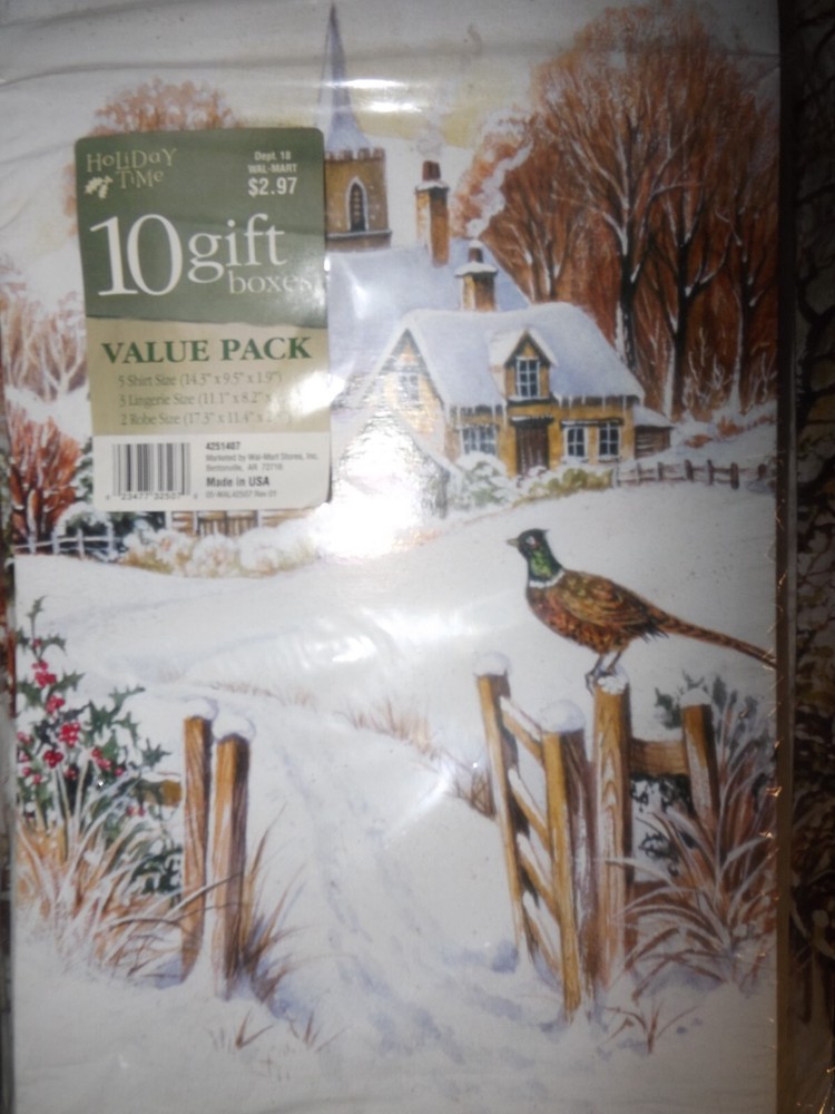 8ea Vintage Holiday Time Value Pack Gift Boxes w/Pheasants - MIP