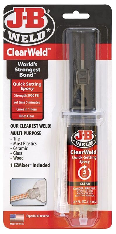 JB Weld 50114 ClearWeld Quick Setting Epoxy, Clear 0.47 oz.