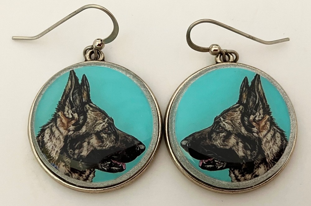 German Shepherd Dog Original Art Earrings