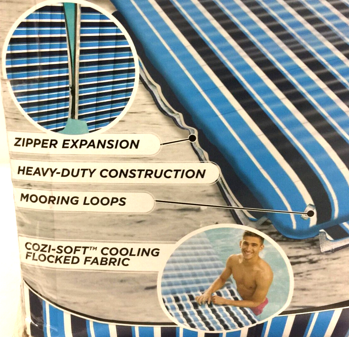 Aqua Supersized Floating Party Platform AZL17013J Durable Pool Float Blue Stripe