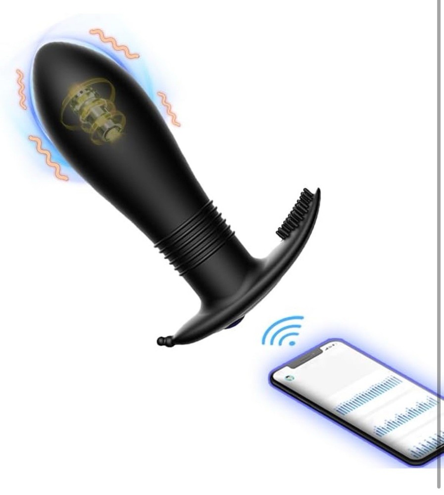 Small Anal Plug Mobile App and Remote Control Electric Butt Plug 10 Modes Black