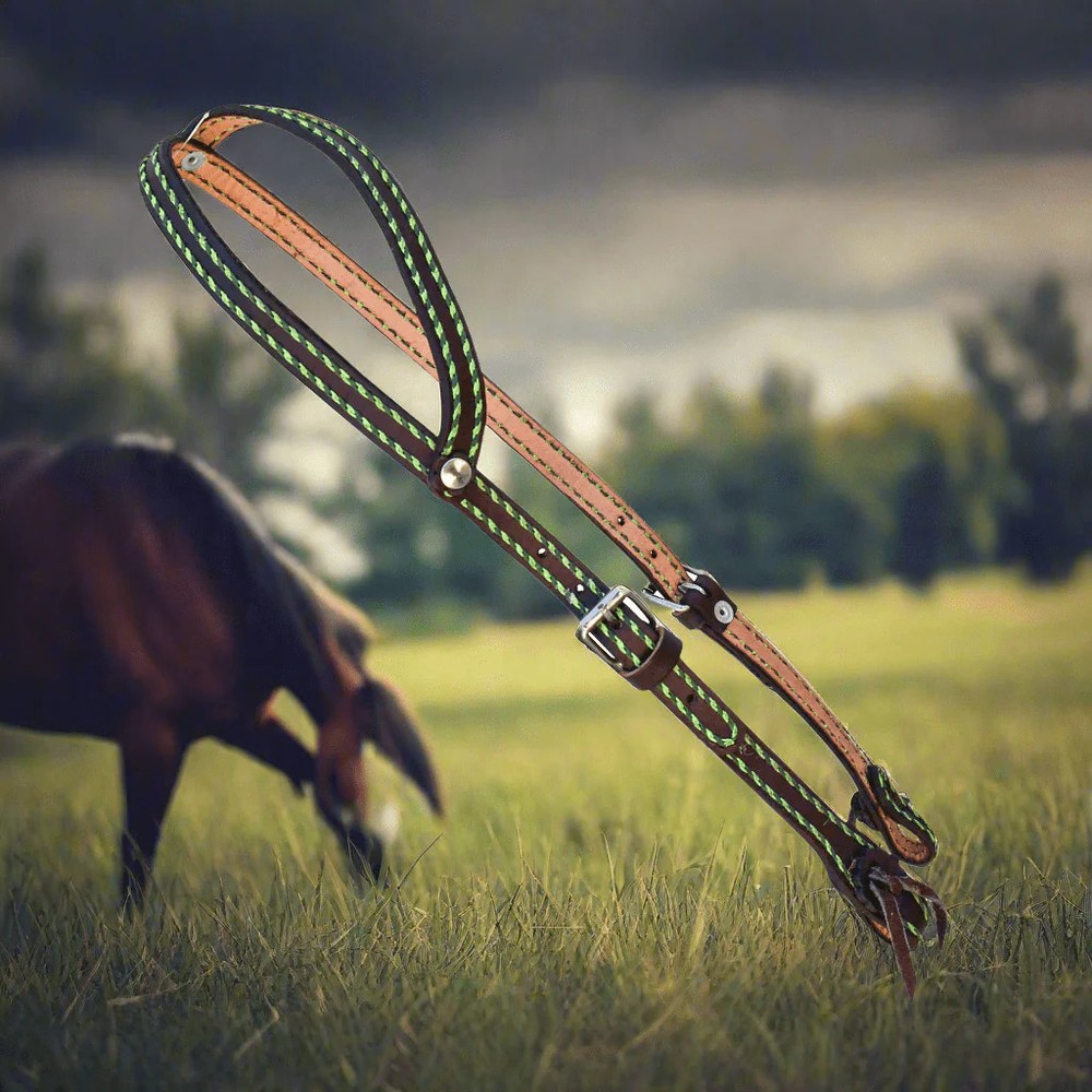 Charro Hand Stitched Cafe Headstall Cabezada