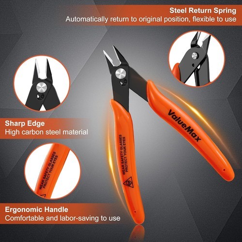 ValueMax 12-Pack Flush Cutters 5" Micro Precision Side Cutter Pliers Spring New
