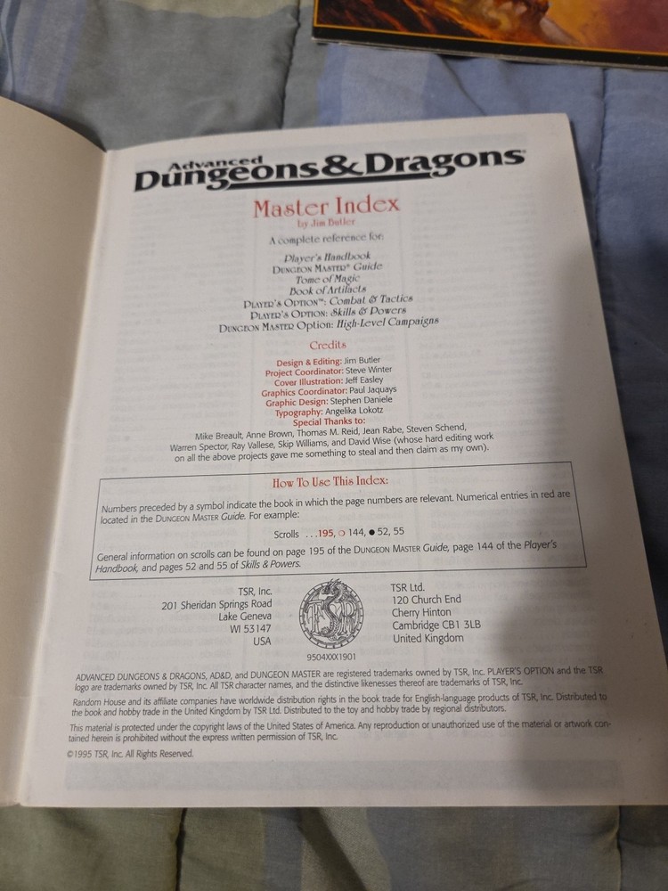 Dungeon Master Screen & Master Index Accessory TSR Dungeons & Dragons 9504 1995