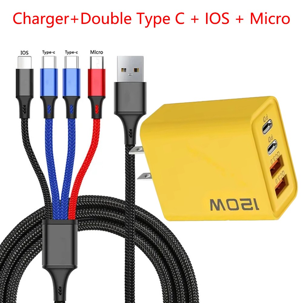 Multi Charging Cable 4 in 1 Multiple USB Fast Charger For iPhone Type C Micro