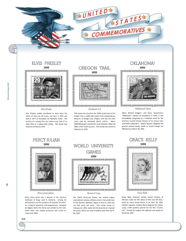 1993 U.S. Commemorative Singles COMPLETE Supplement (White Ace Alternative)