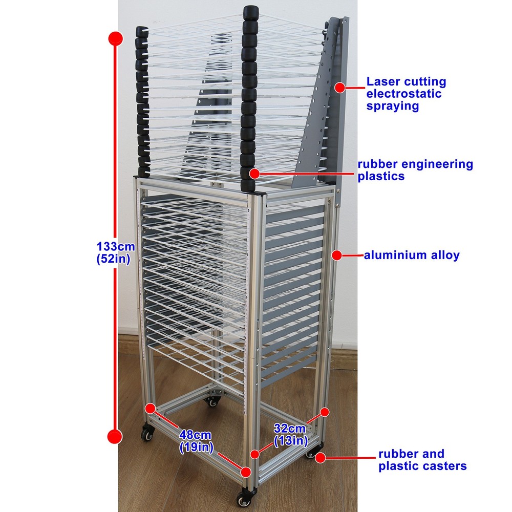 TECHTONGDA 30Layer Ground-placed Movable Push and Flip-open Drying Rack W/ Wheel