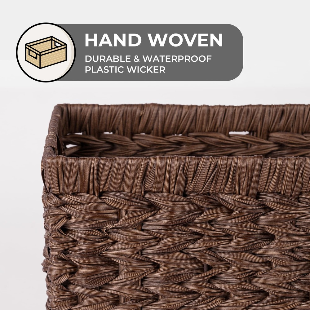 Wicker Storage Baskets for Shelves, Wicker Baskets for Organizing, Waterproof...