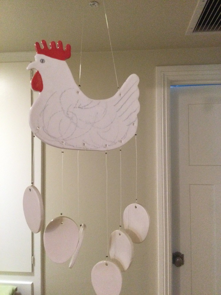 CERAMIC 1980’S CHICKEN WITH EGGS WIND CHIMES