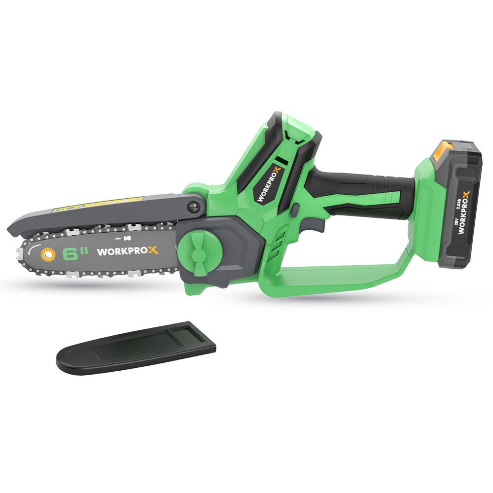 WORKPROX 20V Cordless 6" Mini Chainsaw Electric Pruning Saw Type-C Cable Battery