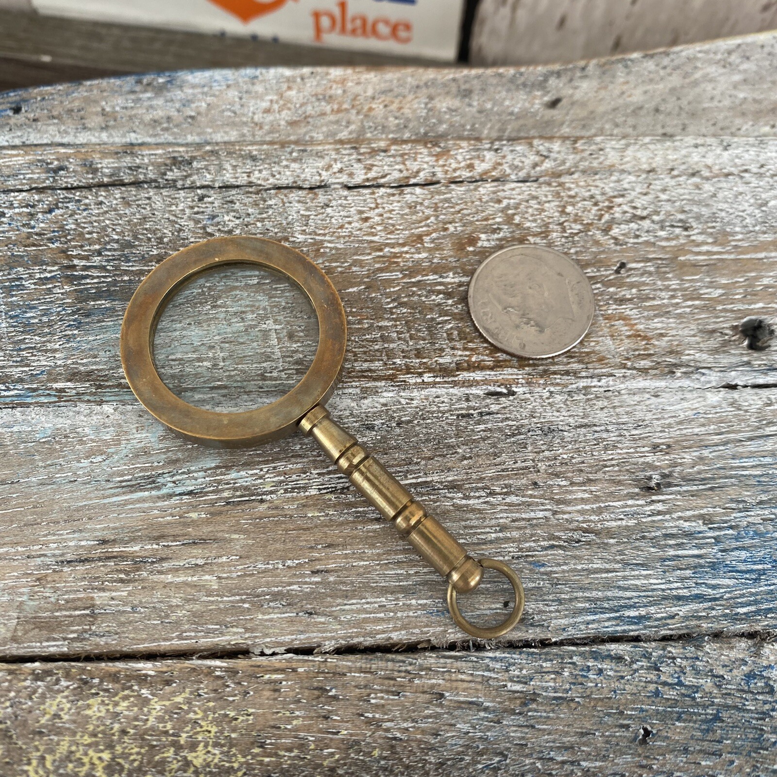 Antique Finish Brass Magnifying Glass - Mini Magnifier -Necklace Monocle Pendant