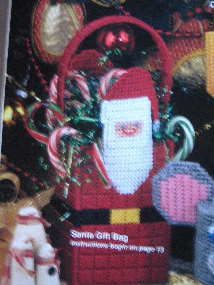 Santa Gift Bag  (#866-8) Vintage Plastic Canvas pattern