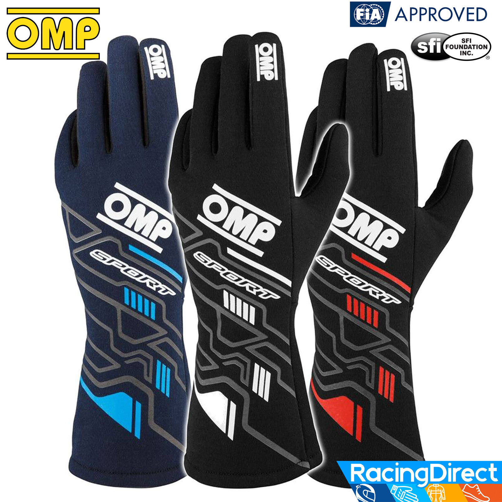 OMP - Sport SFI/FIA Auto Racing Gloves | SFI-5 & FIA8856 Rated | Driving Gloves